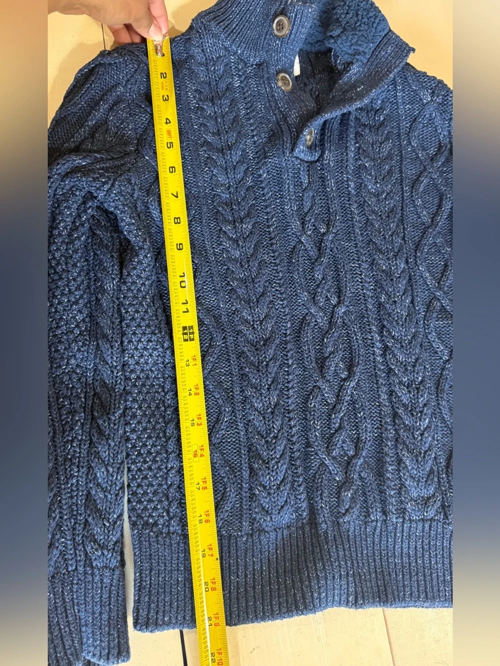 Gap Boys' Navy Cable-Knit Shawl Collar Sweater size 10